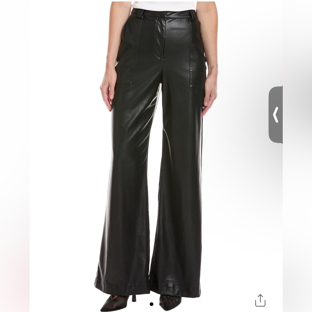 Ramy Brook Sleek Black Jace Pant Wide-Leg Trousers Vegan Leather